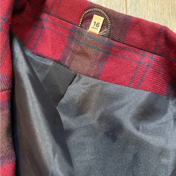 Vintage Edinburgh Plaid Double-Breasted Blazer Great Britain Sz 16 - Picture 6 of 6